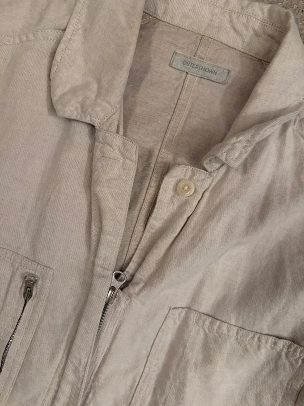 Outerknown Beige Utility Jacket with Front Zipper - Picture 2 of 4